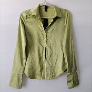 NWT Wild Fable Womens Sage Green Long Sleeve Collared Button Up Shirt Size XS